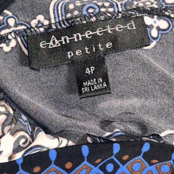 Connected Sleeveless Tank Dress, Bright Blue and Black, Empire Waist, Size 4P - Picture 10 of 10